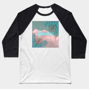 Summer Clouds Neon Design Baseball T-Shirt